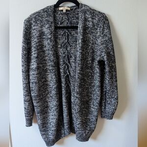 Les Sereing Oversized blue and Gray Lace Black And Soft Knit  Cardigan Sz M